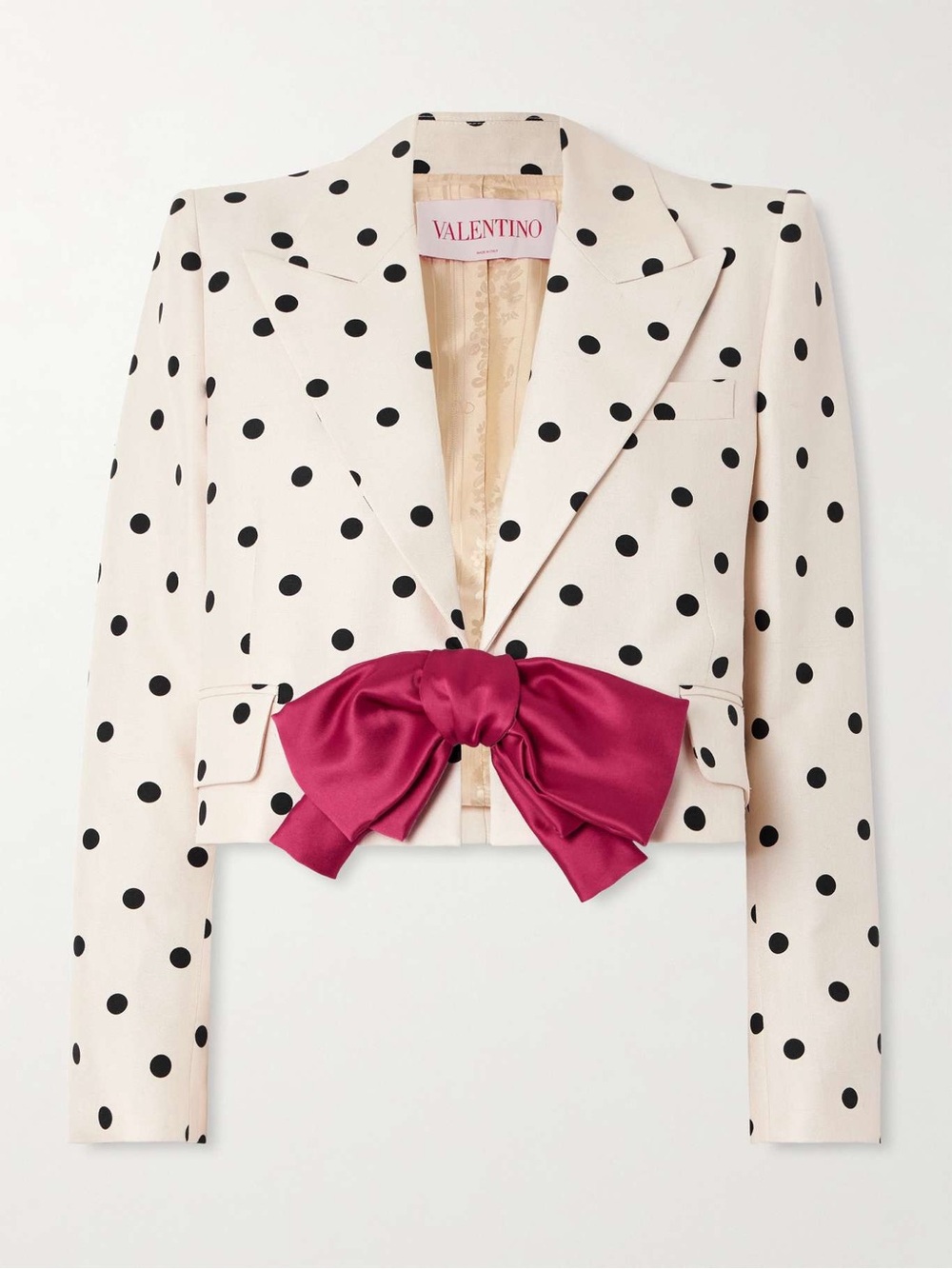 Valentino Garavani Bow Embellished Polka Dot Silk Shantung Jacket IT 38 NWT